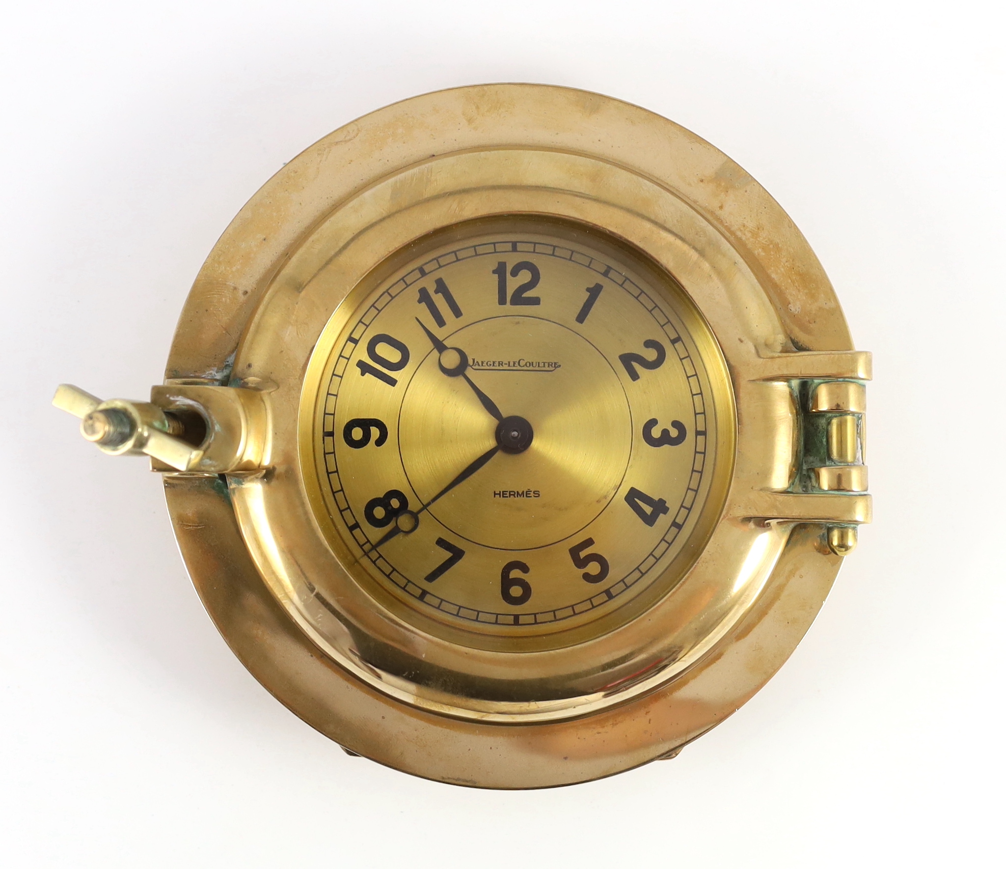 A Jaeger-Le-Coultre for Hermes novelty ship's porthole clock, circa 1955